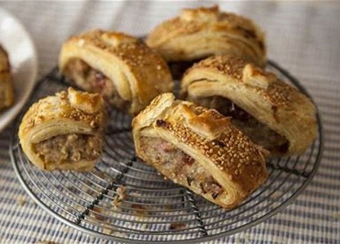 Sausage Rolls with Red Onion Relish