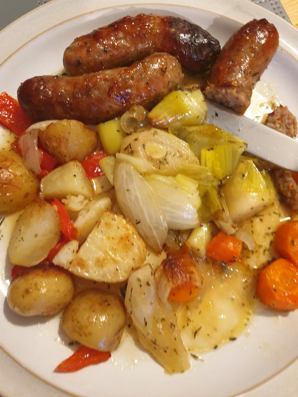 Sticky Sausage Tray Bake with Reet Yorkshire Marmalade